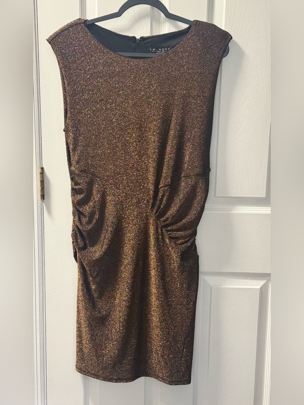 Laundry by Shelli Segal Bronze Shimmer Ruched Sheath Dress